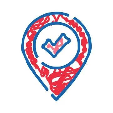Location pin icon with check mark confirming destination Illustrazione stock