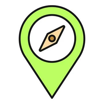 Location pin icon with compass for navigation Stock Illustration