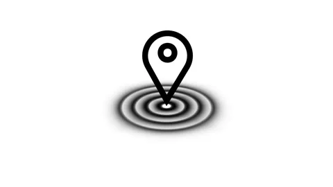 Location pin icon with concentric circle signal marker. Map pointer symbol .. Stock Footage 330791071