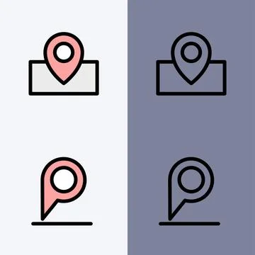 Location Pin Icon: GPS Navigation Marker Set Stock Illustration