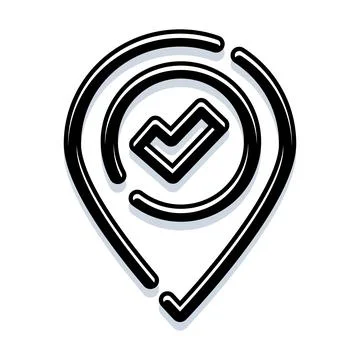 Location pin icon indicating confirmed success Illustrazione stock