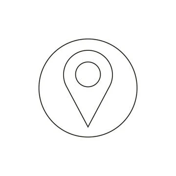 Location Pin Icon Inside Thin Line Circle Outline Stock Illustration