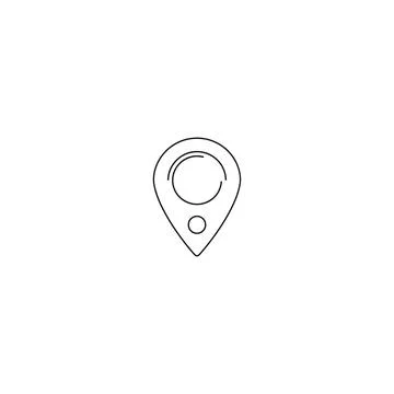 Location pin icon line art for navigation and place Stock Illustration