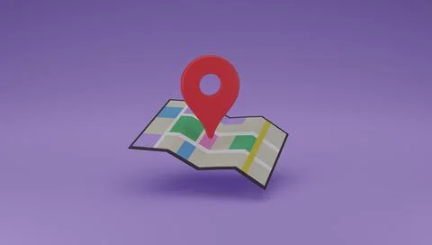 Location pin icon on map 3D render illustration Illustrazione stock