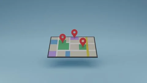 Location pin icon on map 3D render illustration Stock Illustration