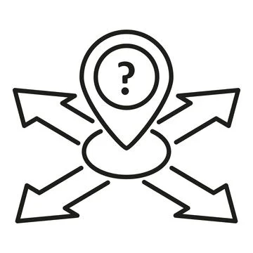 Location pin icon with multiple direction arrows Illustrazione stock