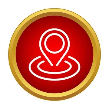 Location pin icon on a red button Illustrazione stock