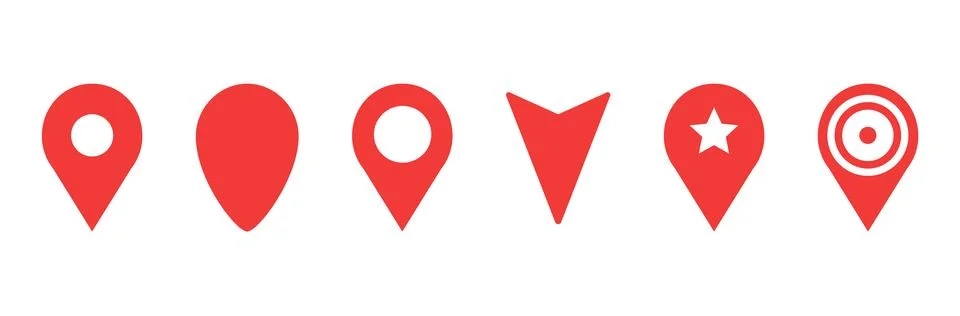 Location pin icon set with map markers for GPS and navigation apps Illustrazione stock