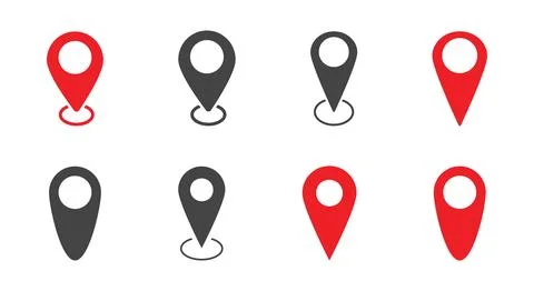 Location pin icon set for map navigation, GPS positioning, route mark 스톡 일러스트