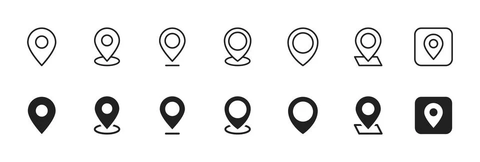 Location pin icon. Simple map marker symbol for navigation and geolocation .. Stock Illustration