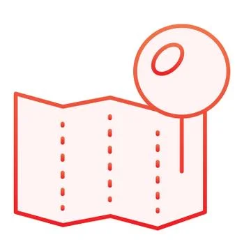 Location pin on map flat icon. Paper pin red icons in trendy flat style. Push Stock Illustration