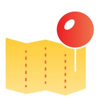Location pin on map flat icon. Paper pin color icons in trendy flat style. Push Stock Illustration