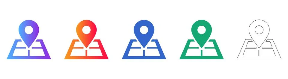 Location Pin on Map Grid Icons Stock Illustration