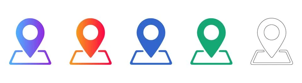 Location pin map marker icon set Illustrazione stock