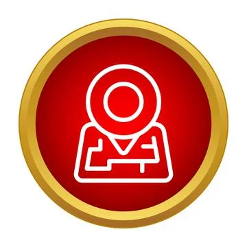 Location pin map marker red button icon Stock Illustration