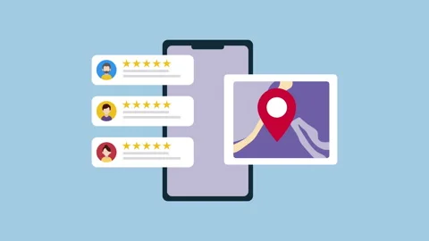 A location pin on map with mobile phone, Local SEO for small businesses Stock Footage 335607964