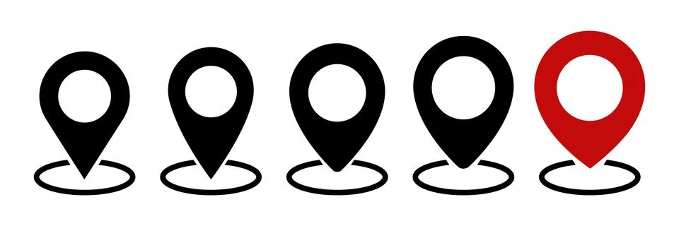 Location pin. Map pin flat icon set vector design. Stock Illustration