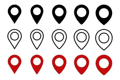 Location pin. Map pin flat icon set vector design. Stock Illustration