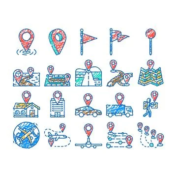 Location pin map place point icon hand drawn Stock Illustration