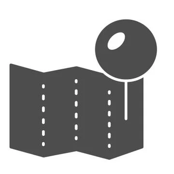 Location pin on map solid icon. Paper pin vector illustration isolated on white Illustrazione stock