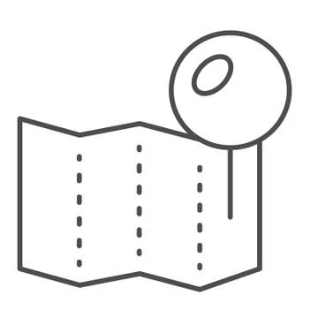 Location pin on map thin line icon. Paper pin vector illustration isolated on Stock Illustration