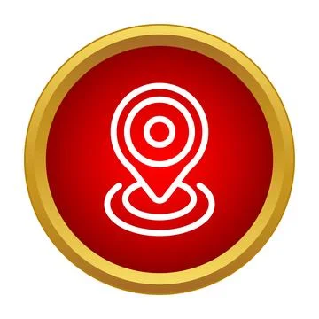 Location pin marker icon on red button Stockillustratie