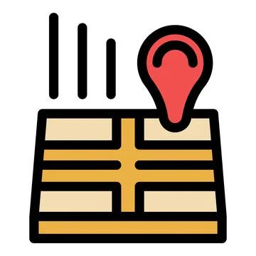 Location pin marking a spot on a map, with vertical lines symbolizing signal  Illustrazione stock