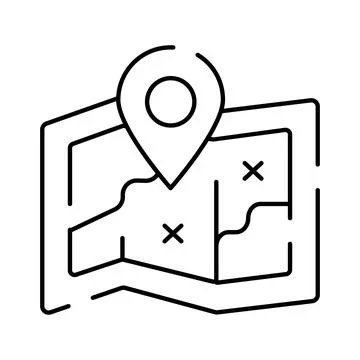 Location pin navigating on a folded map Stock Illustration
