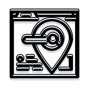 Location pin navigating website interface on screen 스톡 일러스트