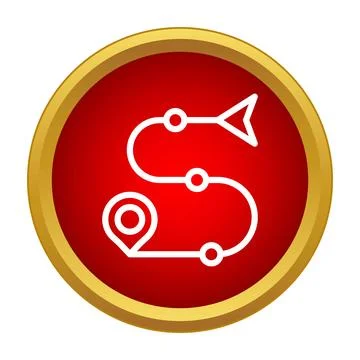 Location pin navigating a winding gps route path イラスト素材