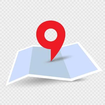 Location pin on paper map icon Stock Illustration