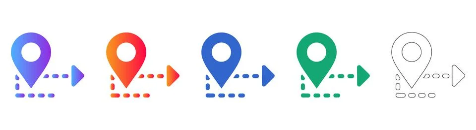 Location Pin Path Icons Set Stock Illustration