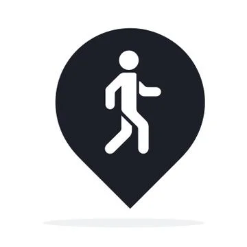 Location pin with Pedestrian icon flat isolated Stock Illustration