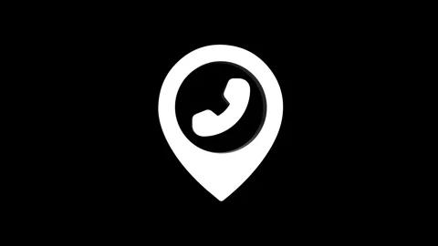 Location pin phone rotating 3d icon 4k animation, call looping alpha channel Stock Footage 313474104