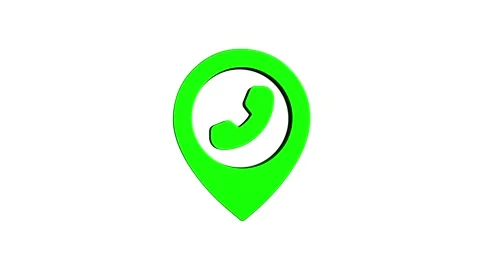 Location pin phone rotating 3d icon 4k animation, call looping alpha channel Stock Footage 313476306