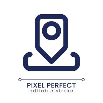 Location pin pixel perfect linear ui icon Stock Illustration
