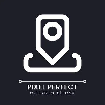 Location pin pixel perfect white linear ui icon for dark theme Stock Illustration