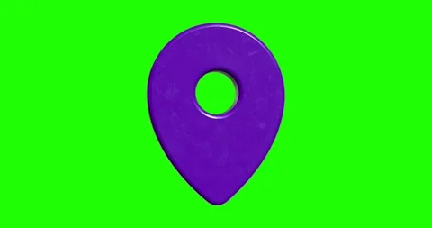 Location pin pointer 3D rotation animation 4k looped video. Purple map mark.. Stock Footage 337896257