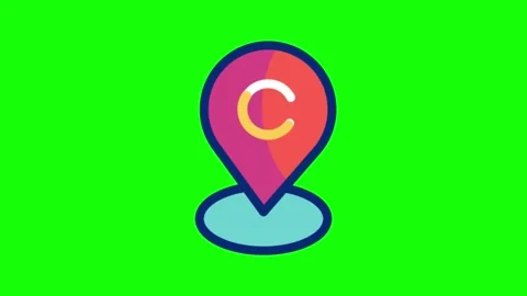 Location Pin Pointer Icon Animation with Letter C on Green Screen Background Stock Footage 336703685