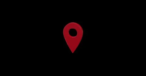 Location Pin pointer on map animated cartoon on black screen background with Stock Illustration