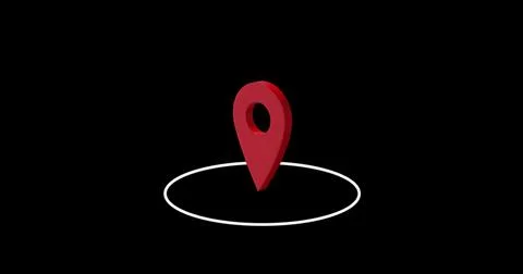 Location Pin pointer on map animated cartoon on black screen background with Stock Illustration