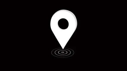 Location Pin Pointer with radio waves on Transparent Background, Animated 3d Loc Stock Footage 306084763