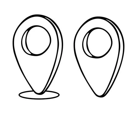 Location pin pointer vector doodle illustration set isolated on white 스톡 일러스트