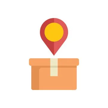 Location pin pointing a cardboard box for delivery tracking 스톡 일러스트