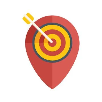 Location pin pointing the target with arrow in bullseye Stock Illustration