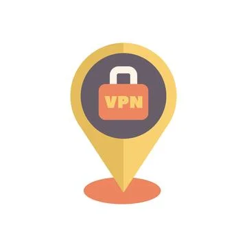 Location pin pointing vpn lock icon Stock Illustration
