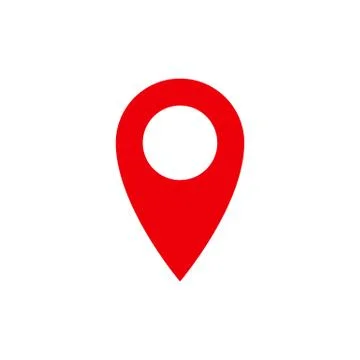 Location pin red icon. Vector isolated location or GPS place position pin sig Stock Illustration