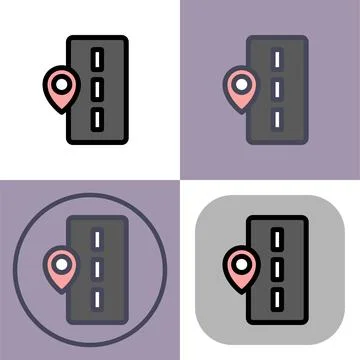 Location Pin on Road- GPS Navigation Icon Set イラスト素材