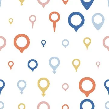Location Pin Seamless Pattern. Vector seamless dithering pixel style pattern Stock Illustration