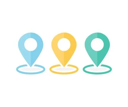 Location pin set, Map Marker, Destination Symbol, Pointer, Positon. Illustrazione stock